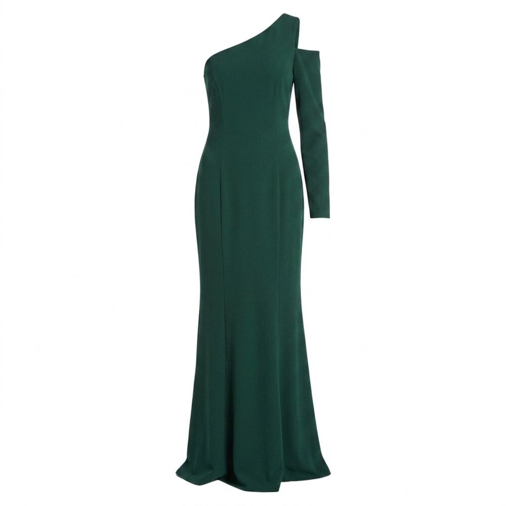 Windsor Hunter Green Long Sleeve Mock Neck Maxi Dress Size L NWT